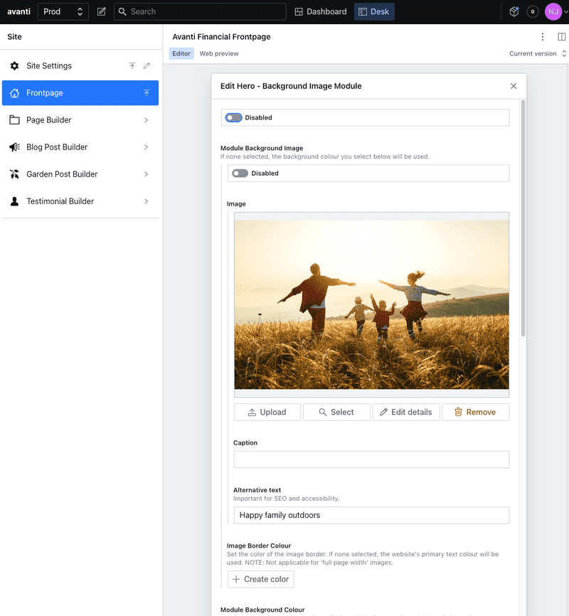 CMS: Frontpage Editor