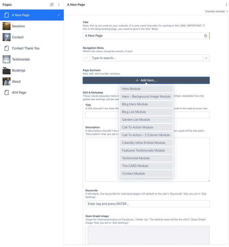 CMS: Add A New Page