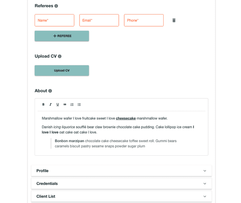 Custom CMS for User Profiles