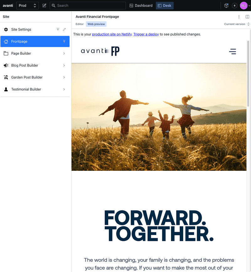 CMS: Frontpage Real-time Preview
