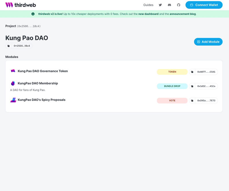 Thirdweb: Dashboard